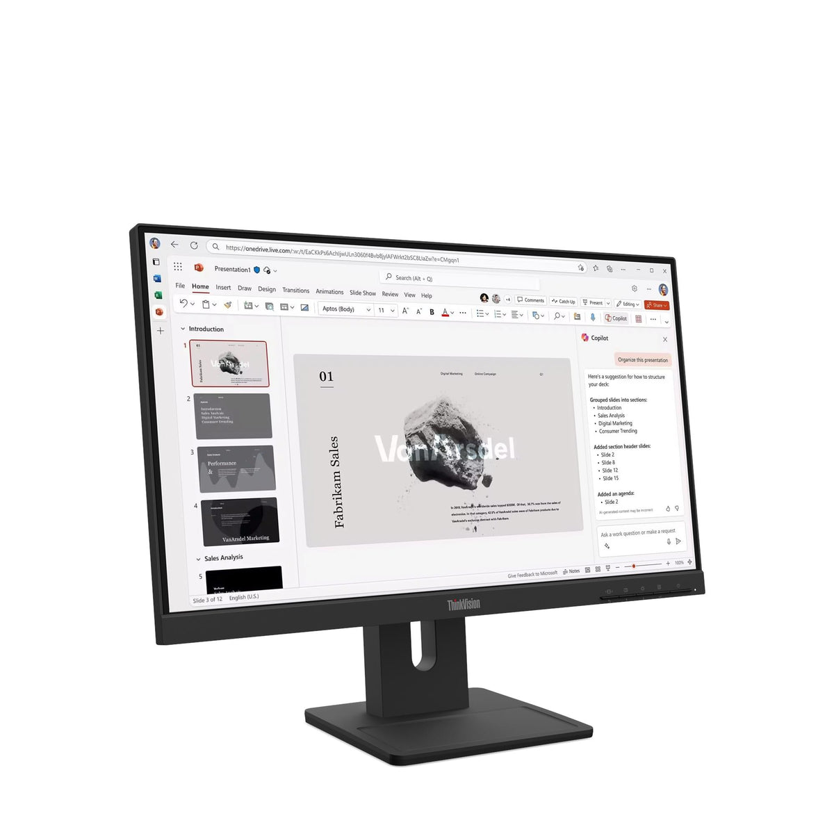 Lenovo ThinkVision E22-40 21.5" Monitor – angled view