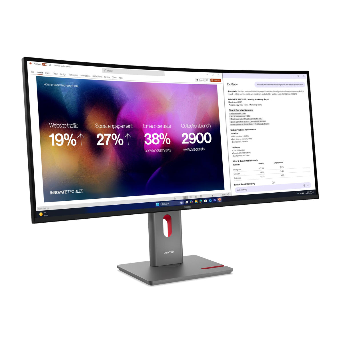 Lenovo ThinkVision P40WD-40 – angle view