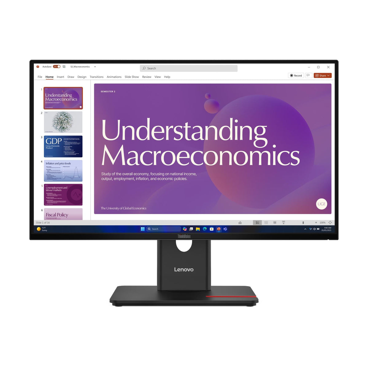 Lenovo ThinkVision T24D-40 23.8" Monitor – front view