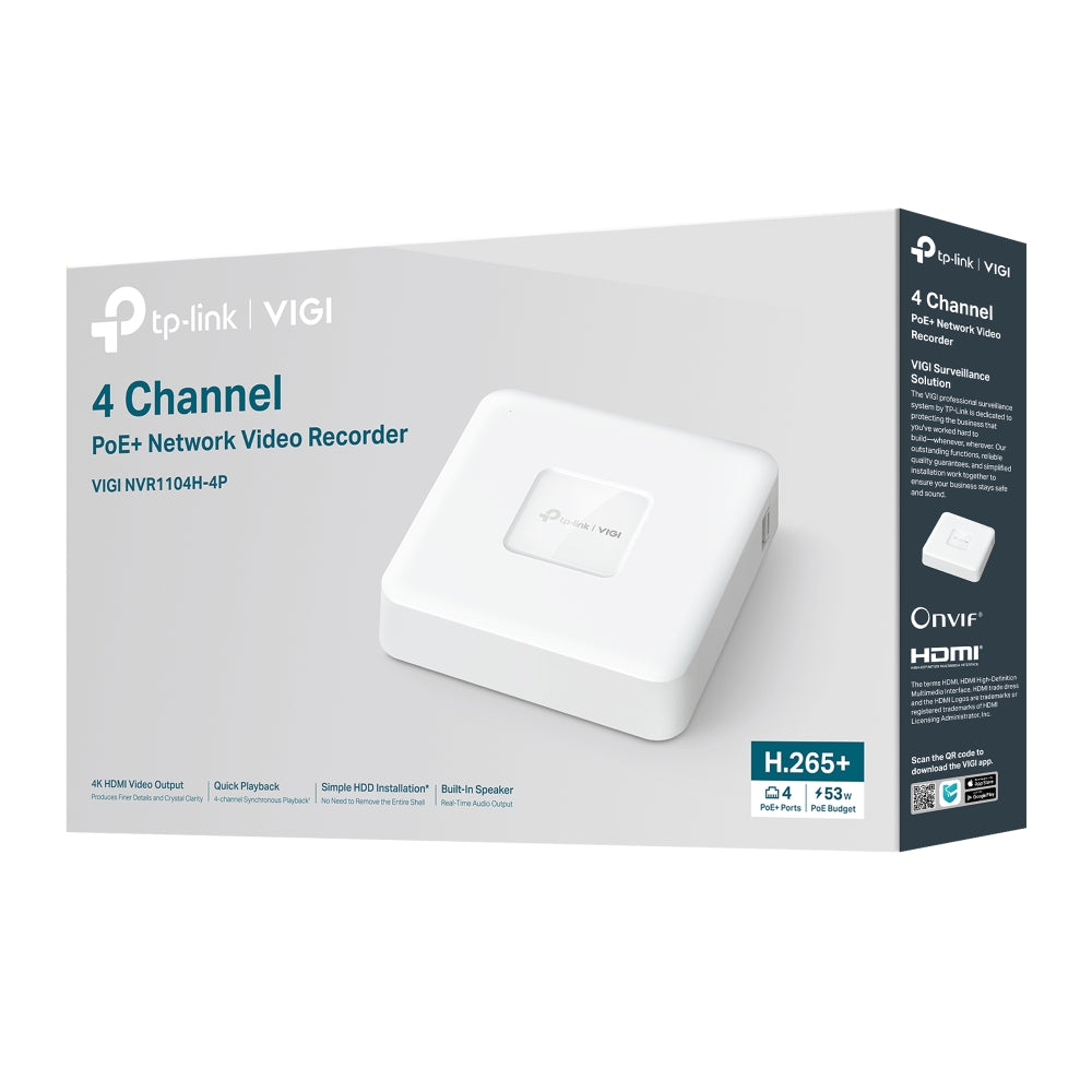 TP-Link VIGI NVR1104H-4P – retail packaging